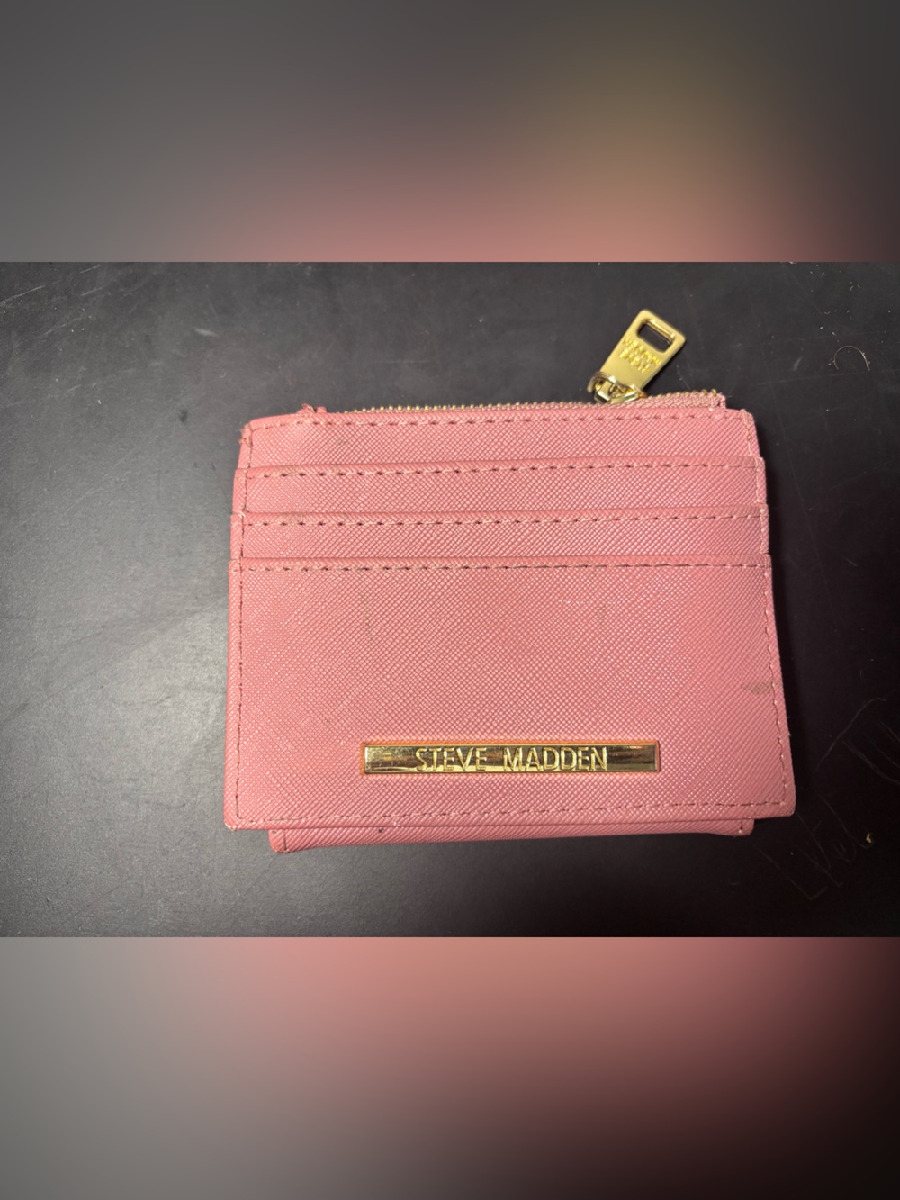 Steve Madden Rose Pink Card Wallet with Gold Hardware